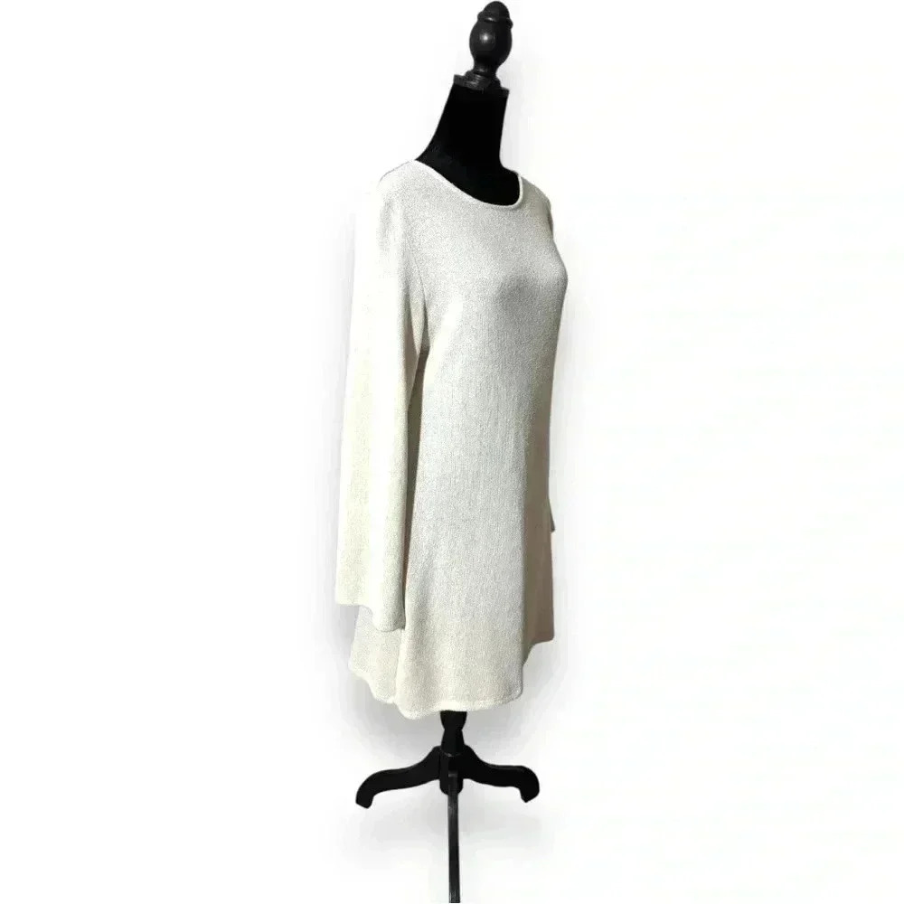 Divided H&M Long Bell Sleeve Cream Lightweight Cutout Tie Back Mini Shift Dress - Picture 5 of 16